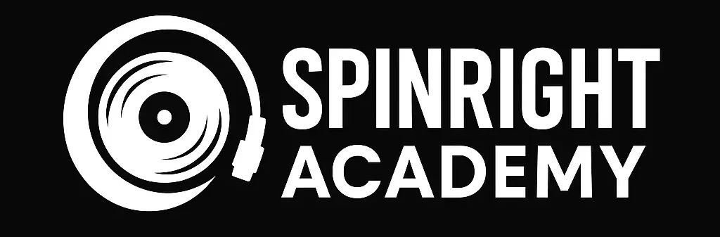 SpinRight Academy Hero Image Logo of Spinright Academy featuring a vinyl record and headphones.